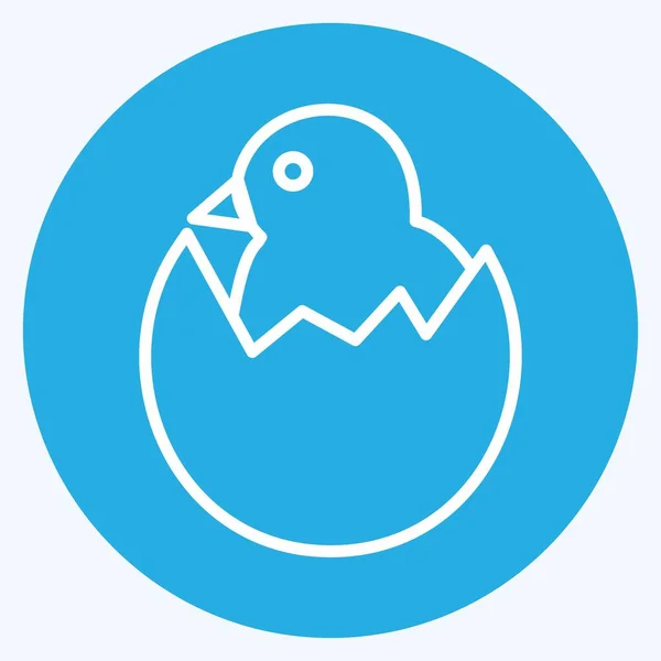 Icon Hatched Egg Suitable Garden Symbol Blue Eyes Style Simple — Image vectorielle