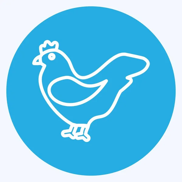 Ikoon Hen Geschikt Voor Garden Symbool Blauwe Ogen Stijl Eenvoudig — Stockvector