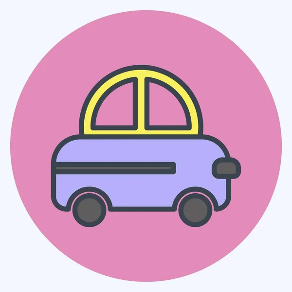 Icon Toy Car Vhodný Pro Symbol Baby Styl Barevného Partnera — Stockový vektor