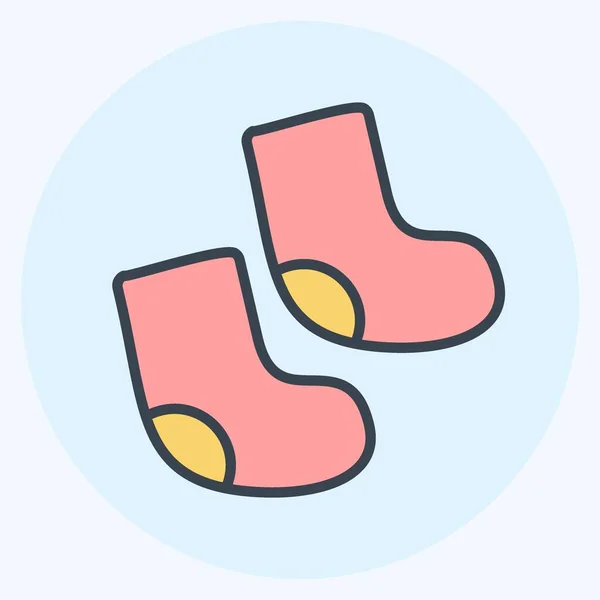 Icon Baby Socks Suitable Baby Symbol Color Mate Style Simple — Stock Vector