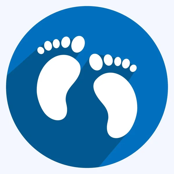 Icon Baby Feet Suitable Baby Symbol Long Shadow Style Simple — Vetor de Stock