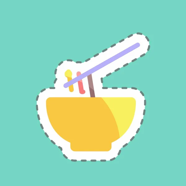 Sticker Line Cut Food Bowl Suitable Baby Symbol Simple Design — Image vectorielle