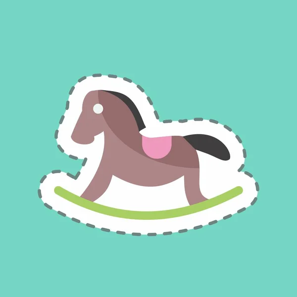 Sticker Line Cut Horse Suitable Baby Symbol Simple Design Editable — Vetor de Stock