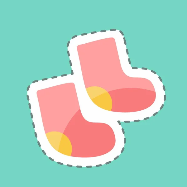Sticker Ligne Coupée Chaussettes Bébé Adapté Symbole Baby Conception Simple — Image vectorielle