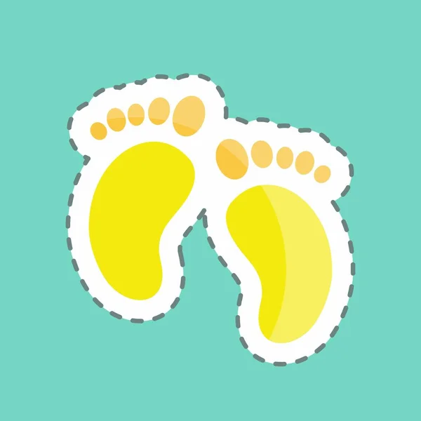 Sticker Line Cut Baby Feet Suitable Baby Symbol Simple Design — стоковый вектор