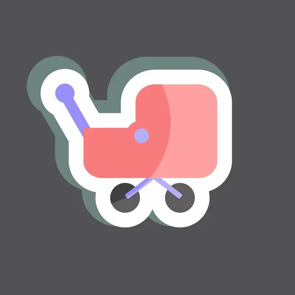 Sticker Stroller Geschikt Voor Baby Symbool Eenvoudig Ontwerp Bewerkbaar Ontwerp — Stockvector