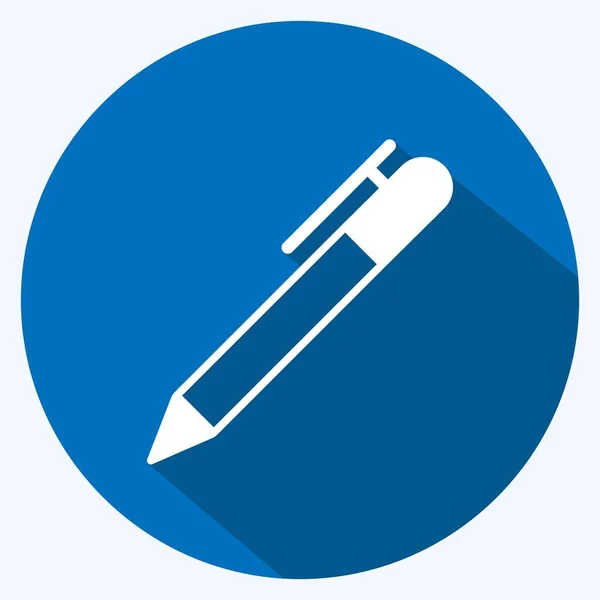 Icon Fountain Pen Suitable Education Symbol Long Shadow Style Simple — 스톡 벡터