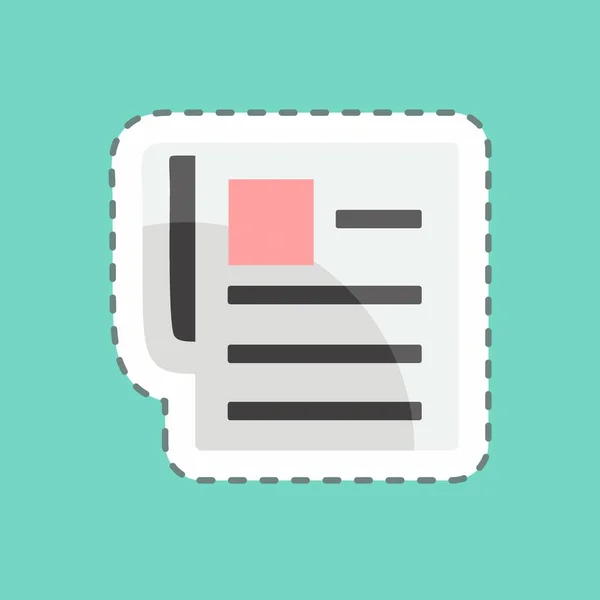 Sticker Line Cut News Paper Suitable Education Symbol Simple Design — Image vectorielle