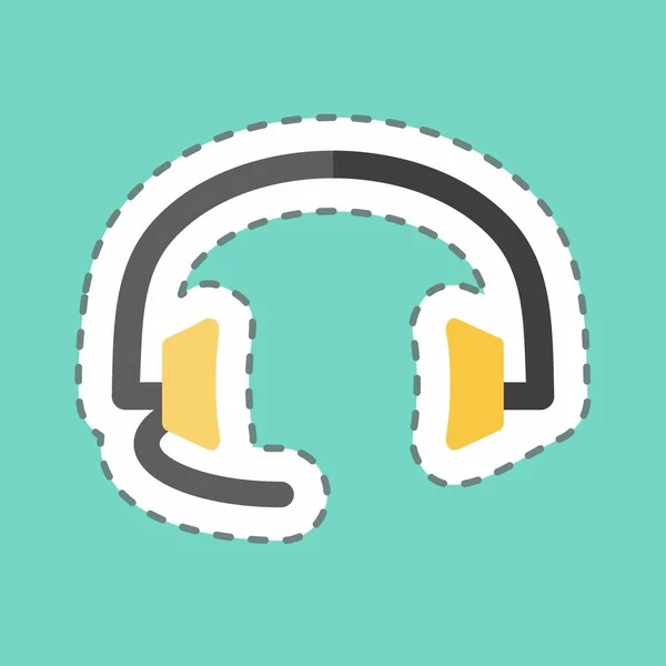Sticker Line Cut Headphones Suitable Education Symbol Simple Design Editable — Stock Vector