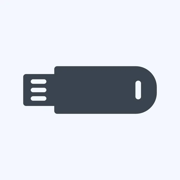 Icon Usb Cable Suitable Education Symbol Glyph Style Simple Design — Vetor de Stock
