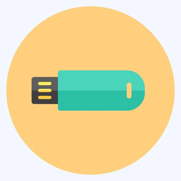 Icon Usb Cable Suitable Education Symbol Flat Style Simple Design — Stock Vector
