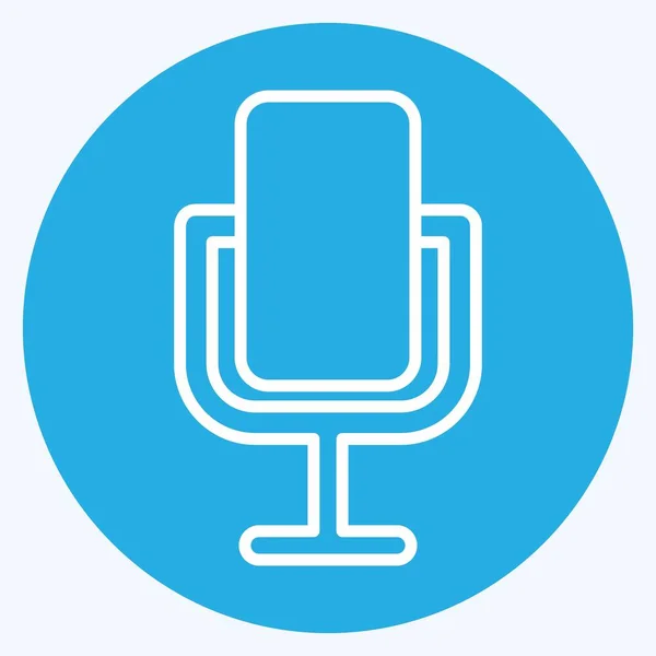 Simge Mikrofon. Eğitim sembolü için uygun. Mavi gözlü. Basit dizayn edilebilir. tasarım şablonu. Basit gösterim