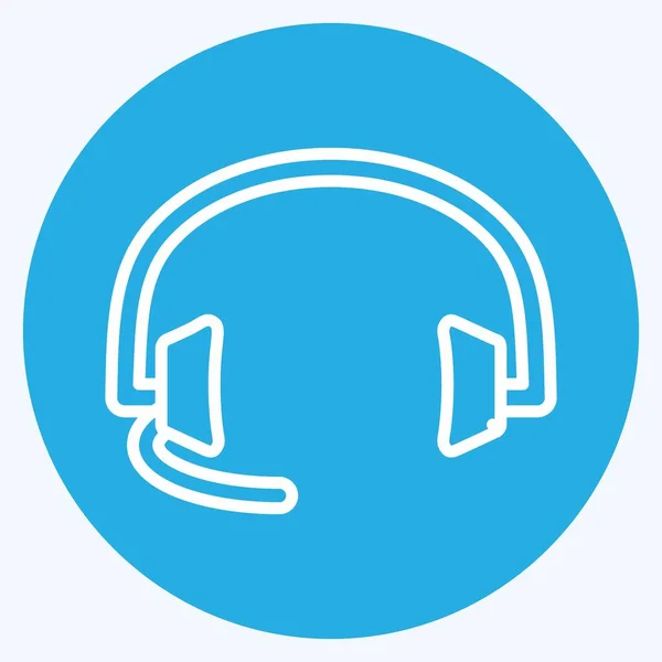 Icon Headphones Suitable Education Symbol Blue Eyes Style Simple Design — Image vectorielle