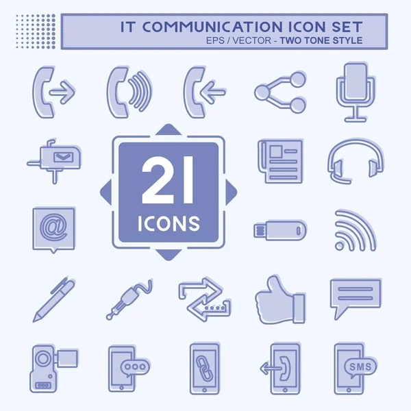 IT İletişim Simgesi Ayarlandı. Eğitim sembolü için uygun. İki ton stili. Basit dizayn edilebilir. tasarım şablonu. Basit gösterim