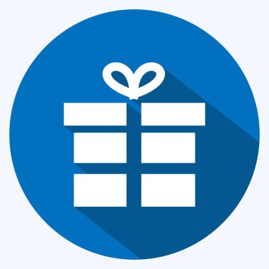 Simge Özel Hediye. Eğitim sembolü için uygun. Uzun gölge tarzı. Basit dizayn edilebilir. tasarım şablonu. Basit gösterim