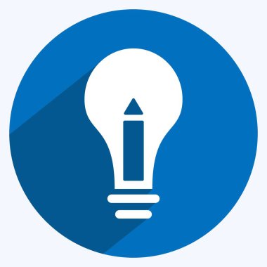 Simgesel Yaratıcı Süreç. Eğitim sembolü için uygun. Uzun gölge tarzı. Basit dizayn edilebilir. tasarım şablonu. Basit gösterim