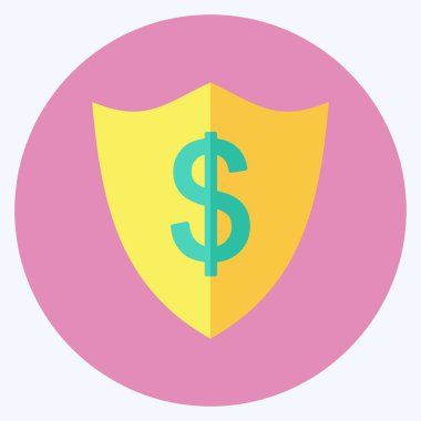 İkon Sigortası. Eğitim sembolü için uygun. Düz stil. Basit dizayn edilebilir. tasarım şablonu. Basit gösterim