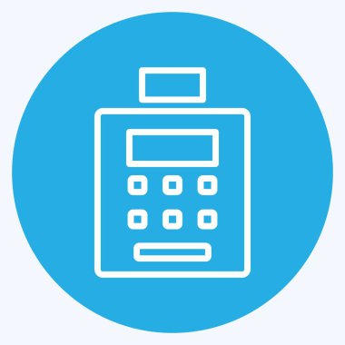 Simge ATM Servisi. Eğitim sembolü için uygun. Mavi gözlü. Basit dizayn edilebilir. tasarım şablonu. Basit gösterim