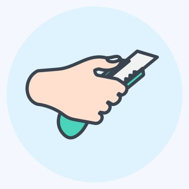 Simge Tutucu Kâğıt Kesicisi. El Eylemleri sembolü için uygun. renk arkadaşı stili. Basit dizayn edilebilir. tasarım şablonu. Basit gösterim