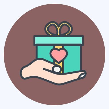 Simge Tutma Hediyesi. El Eylemleri sembolü için uygun. renk arkadaşı stili. Basit dizayn edilebilir. tasarım şablonu. Basit gösterim