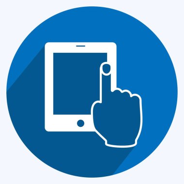 Simge Dokunma Aygıtı Kullanıyor. El Eylemleri sembolü için uygun. Uzun gölge tarzı. Basit dizayn edilebilir. tasarım şablonu. Basit gösterim