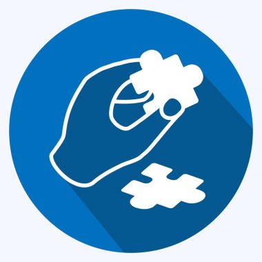 Simge Tutucu Bulmaca Parçası. El Eylemleri sembolü için uygun. Uzun gölge tarzı. Basit dizayn edilebilir. tasarım şablonu. Basit gösterim