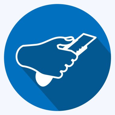 Simge Tutucu Kâğıt Kesicisi. El Eylemleri sembolü için uygun. Uzun gölge tarzı. Basit dizayn edilebilir. tasarım şablonu. Basit gösterim