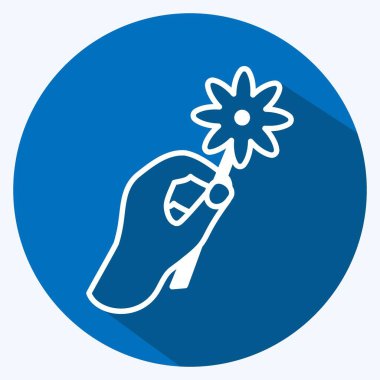 Simge Tutucu Çiçek. El Eylemleri sembolü için uygun. Uzun gölge tarzı. Basit dizayn edilebilir. tasarım şablonu. Basit gösterim