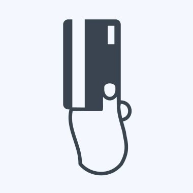 Simge Tutma Kredi Kartı. El Eylemleri sembolü için uygun. Kabartma tarzı. Basit dizayn edilebilir. tasarım şablonu. Basit gösterim