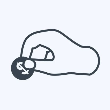 Simge Tutma Parası. El Eylemleri sembolü için uygun. Kabartma tarzı. Basit dizayn edilebilir. tasarım şablonu. Basit gösterim