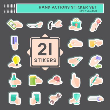 El Eylemleri Etiketi Seti. Eğitim sembolü için uygun. Basit dizayn edilebilir. tasarım şablonu. Basit gösterim