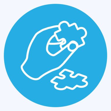 Simge Tutucu Bulmaca Parçası. El Eylemleri sembolü için uygun. Mavi gözlü. Basit dizayn edilebilir. tasarım şablonu. Basit gösterim