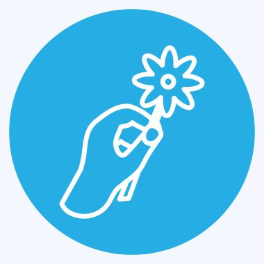 Simge Tutucu Çiçek. El Eylemleri sembolü için uygun. Mavi gözlü. Basit dizayn edilebilir. tasarım şablonu. Basit gösterim