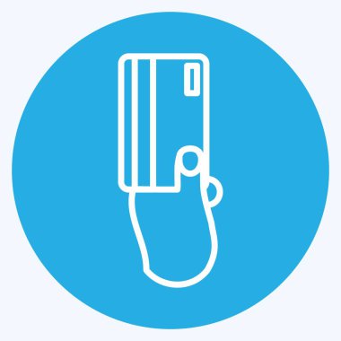 Simge Tutma Kredi Kartı. El Eylemleri sembolü için uygun. Mavi gözlü. Basit dizayn edilebilir. tasarım şablonu. Basit gösterim