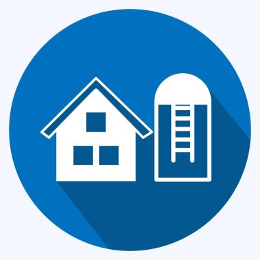 Simge Silosu. Bahçe sembolü için uygun. Uzun gölge tarzı. Basit dizayn edilebilir. tasarım şablonu. Basit gösterim