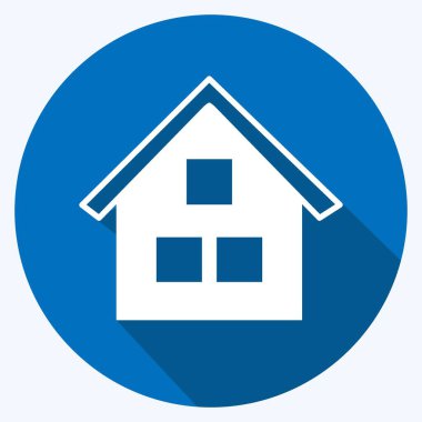 Icon Bahçe Evi. Bahçe sembolü için uygun. Uzun gölge tarzı. Basit dizayn edilebilir. tasarım şablonu. Basit gösterim