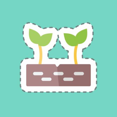 Çıkartma çizgisi filizleri kesmiş. Bahçe sembolü için uygun. Basit dizayn edilebilir. tasarım şablonu. Basit gösterim