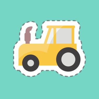 Çıkartma hattı Traktör 'ü kesti. Bahçe sembolü için uygun. Basit dizayn edilebilir. tasarım şablonu. Basit gösterim