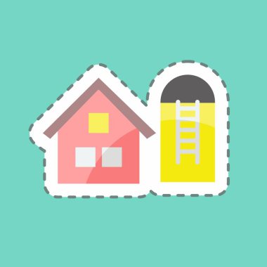 Çıkartma hattı Silo 'yu kesti. Bahçe sembolü için uygun. Basit dizayn edilebilir. tasarım şablonu. Basit gösterim