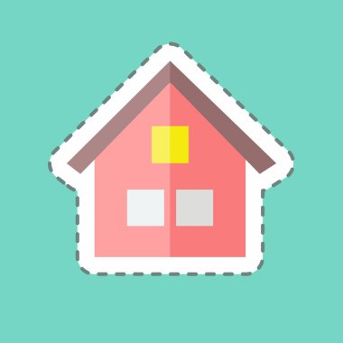 Çıkartma çizgisi Garden House 'u kesti. Bahçe sembolü için uygun. Basit dizayn edilebilir. tasarım şablonu. Basit gösterim