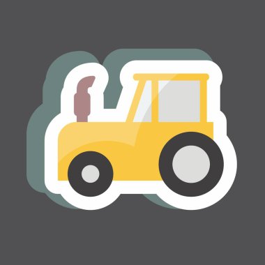 Çıkartma Traktörü. Bahçe sembolü için uygun. Basit dizayn edilebilir. tasarım şablonu. Basit gösterim