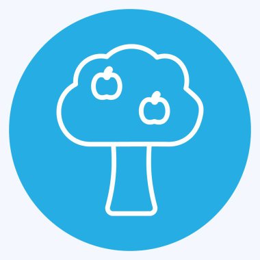 Simge Meyve Ağacı. Bahçe sembolü için uygun. Mavi gözlü. Basit dizayn edilebilir. tasarım şablonu. Basit gösterim