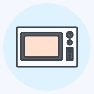 Simge Mikrodalga Fırın. Ev sembolü için uygun. renk arkadaşı stili. Basit dizayn edilebilir. tasarım şablonu. Basit gösterim