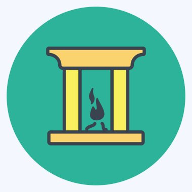 Simge Şöminesi. Ev sembolü için uygun. renk arkadaşı stili. Basit dizayn edilebilir. tasarım şablonu. Basit gösterim