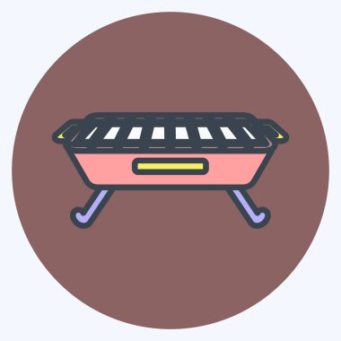 İkon Barbeküsü. Ev sembolü için uygun. renk arkadaşı stili. Basit dizayn edilebilir. tasarım şablonu. Basit gösterim