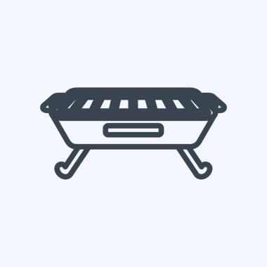 İkon Barbeküsü. Ev sembolü için uygun. Sıra tarzı. Basit dizayn edilebilir. tasarım şablonu. Basit gösterim