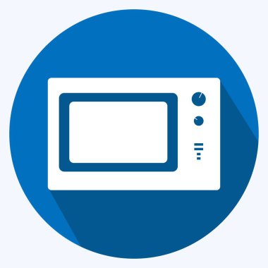 Simge Mikrodalga Fırın. Ev sembolü için uygun. Uzun gölge tarzı. Basit dizayn edilebilir. tasarım şablonu. Basit gösterim