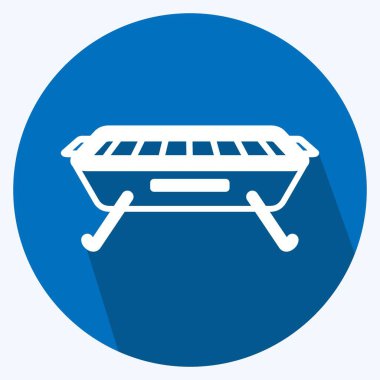 İkon Barbeküsü. Ev sembolü için uygun. Uzun gölge tarzı. Basit dizayn edilebilir. tasarım şablonu. Basit gösterim