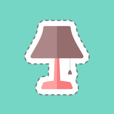 Etiket çizgisi Masa Lambası 'nı kesti. Ev sembolü için uygun. Basit dizayn edilebilir. tasarım şablonu. Basit gösterim