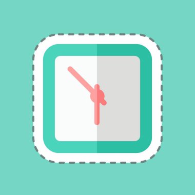 Çıkartma çizgisi Saat 'i kesti. Ev sembolü için uygun. Basit dizayn edilebilir. tasarım şablonu. Basit gösterim